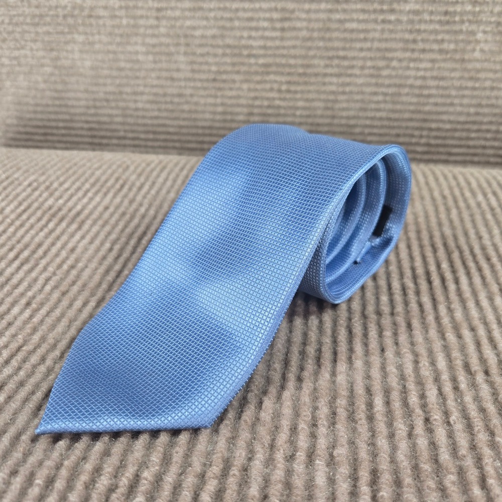 Haggar Mens Blue Micro Check Textured Handmade Necktie